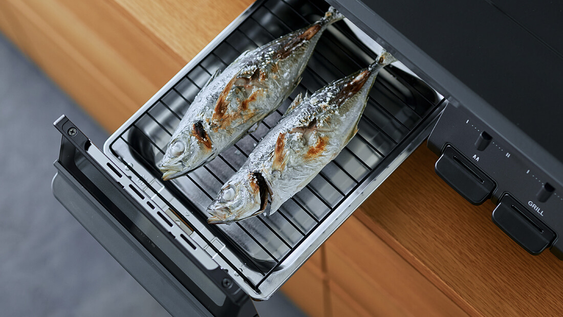 ガステーブルコンロ　スタンダードタイプ グリル使用写真