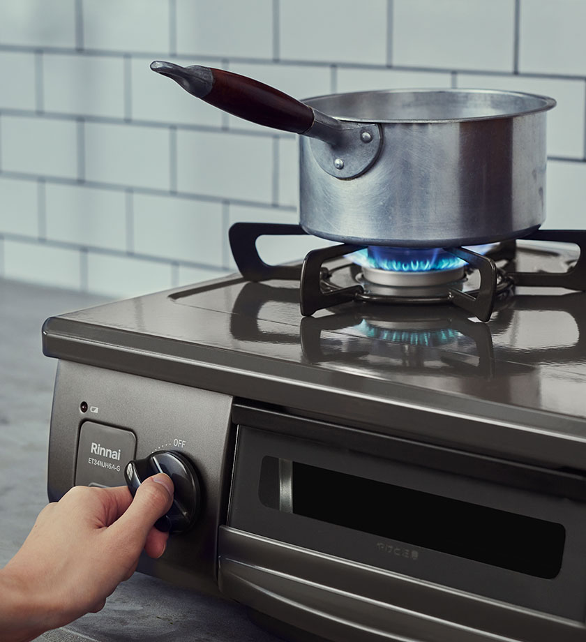 ガステーブルコンロ　コンパクトタイプ 使用写真