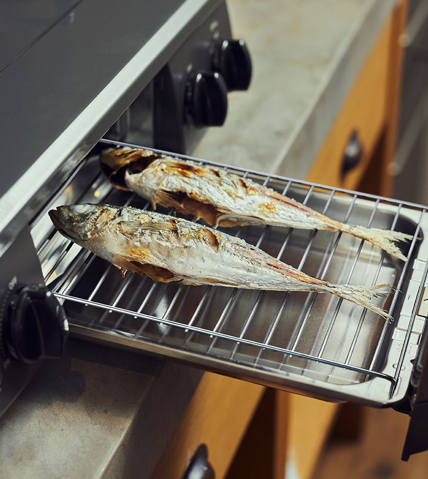 ガステーブルコンロ　コンパクトタイプ グリル使用写真